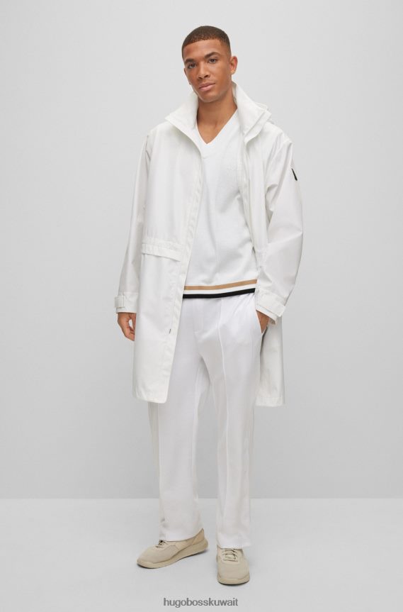 4TFNJN4331 أبيض Hugo Boss سترة باركا x Matteo Berrettini مع غطاء رأس قابل للفصل وشارة شعار