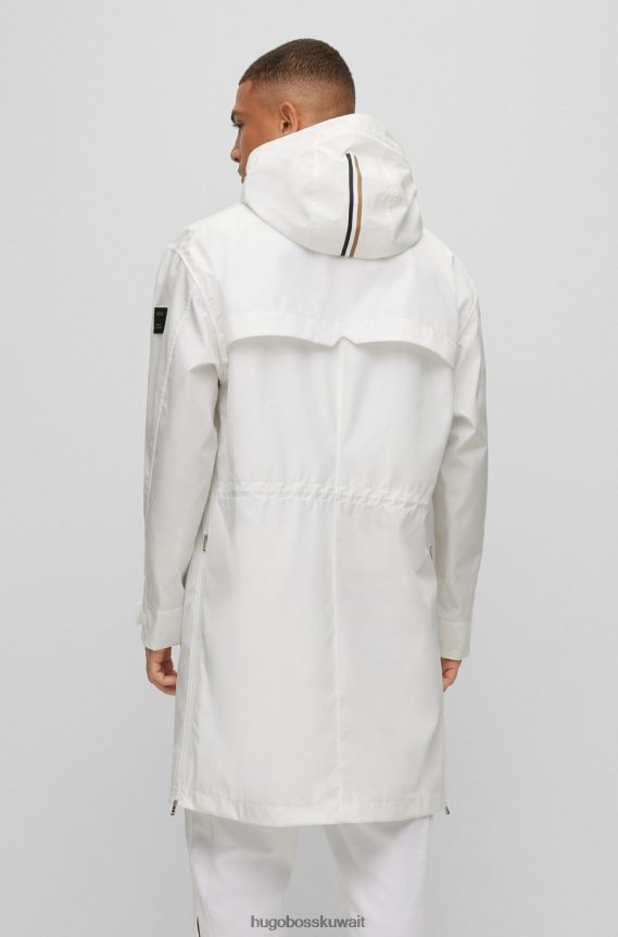 4TFNJN4331 أبيض Hugo Boss سترة باركا x Matteo Berrettini مع غطاء رأس قابل للفصل وشارة شعار