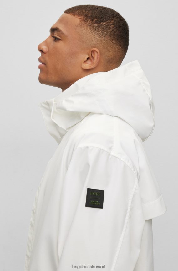 4TFNJN4331 أبيض Hugo Boss سترة باركا x Matteo Berrettini مع غطاء رأس قابل للفصل وشارة شعار