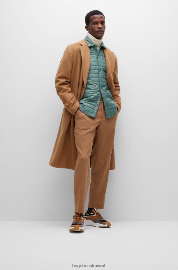 4TFNJN4333 اخضر فاتح Hugo Boss قميص علوي مبطن من Hugo بقصة عادية مع رقعة شعار باللون الأخضر الفاتح