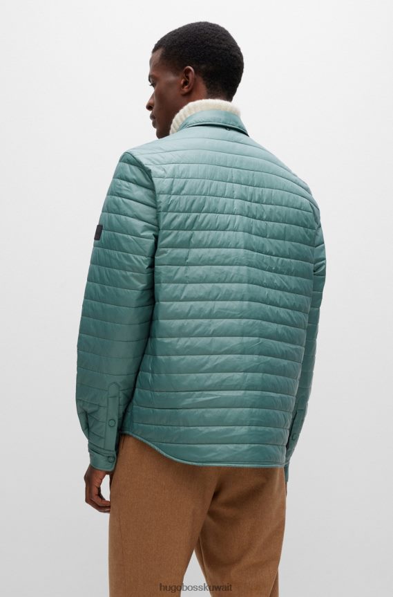 4TFNJN4333 اخضر فاتح Hugo Boss قميص علوي مبطن من Hugo بقصة عادية مع رقعة شعار باللون الأخضر الفاتح