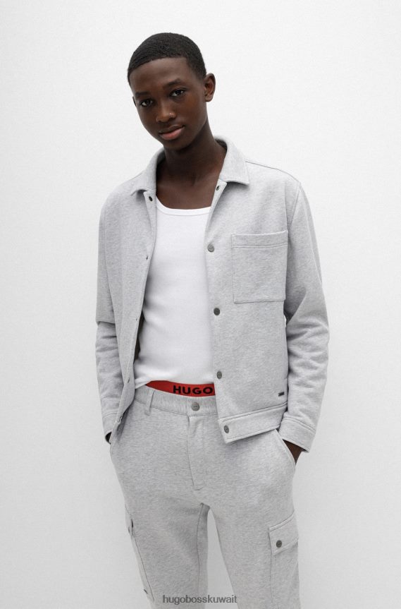 4TFNJN4339 رمادي فاتح Hugo Boss سترة Hugo ضيقة من مزيج القطن باللون الرمادي الفاتح