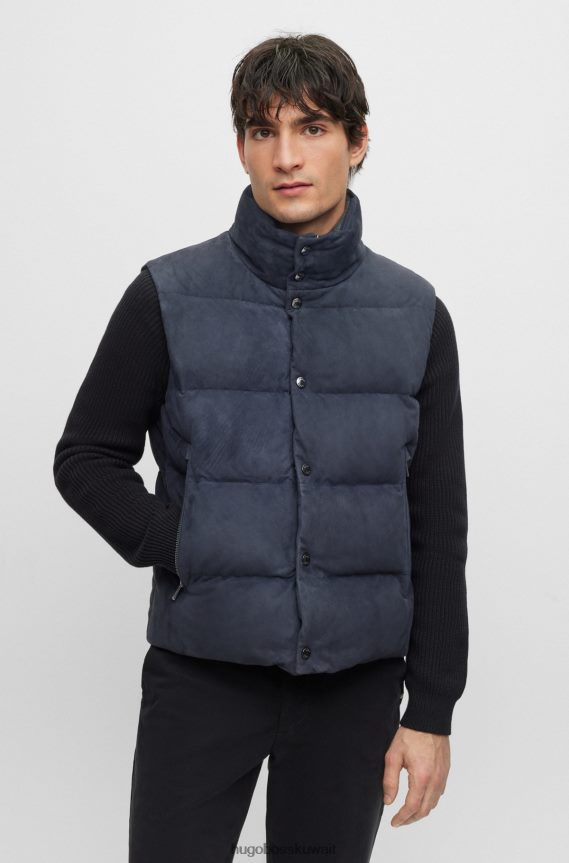 4TFNJN4345 أزرق غامق Hugo Boss جيليه من جلد الغزال الفاخر من Hugo مع حشوة سفلية باللون الأزرق الداكن