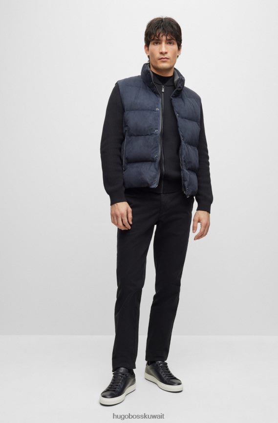 4TFNJN4345 أزرق غامق Hugo Boss جيليه من جلد الغزال الفاخر من Hugo مع حشوة سفلية باللون الأزرق الداكن