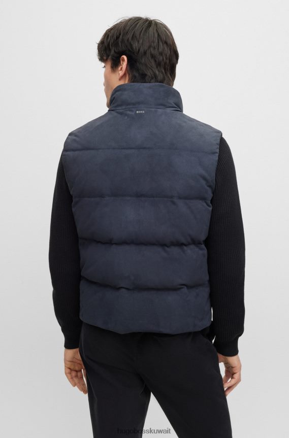 4TFNJN4345 أزرق غامق Hugo Boss جيليه من جلد الغزال الفاخر من Hugo مع حشوة سفلية باللون الأزرق الداكن