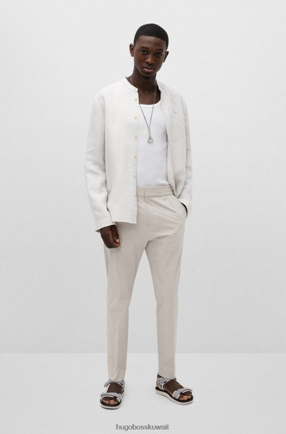 4TFNJN4353 البيج الفاتح Hugo Boss قميص Hugo ذو المقاس الكبير مصنوع من القماش سهل الكي باللون البيج الفاتح