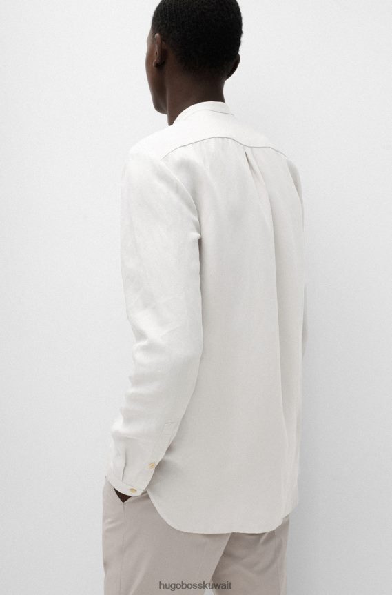 4TFNJN4353 البيج الفاتح Hugo Boss قميص Hugo ذو المقاس الكبير مصنوع من القماش سهل الكي باللون البيج الفاتح