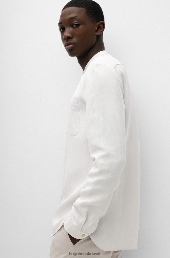 4TFNJN4353 البيج الفاتح Hugo Boss قميص Hugo ذو المقاس الكبير مصنوع من القماش سهل الكي باللون البيج الفاتح