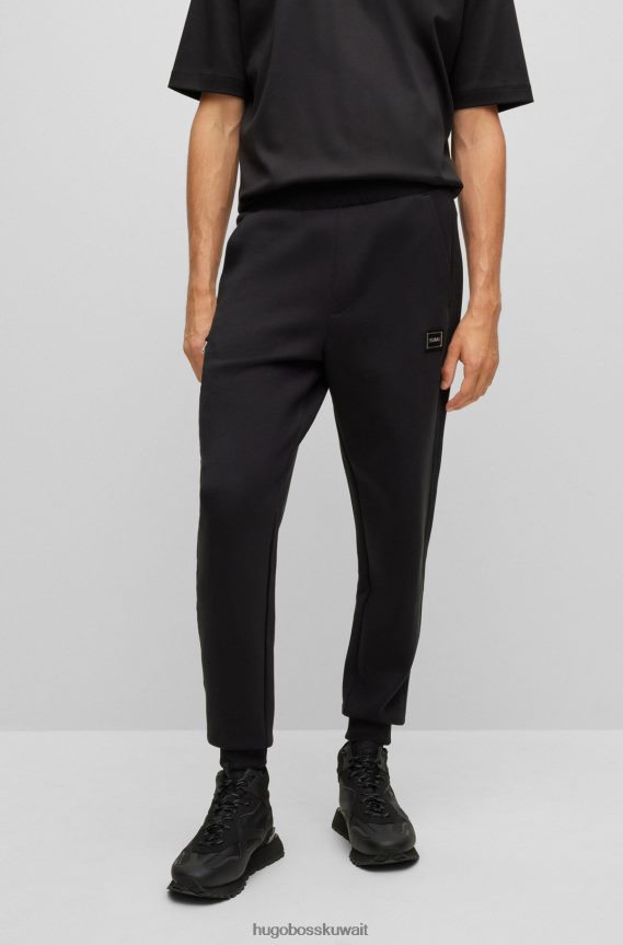 4TFNJN4362 أسود Hugo Boss بدلة رياضية من مزيج القطن باللون الأسود مع شعار هوغو بإطار