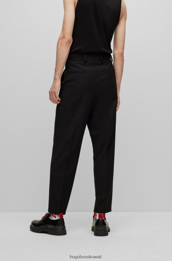 4TFNJN4365 أسود Hugo Boss بنطال Hugo أسود بقصة ضيقة مصنوع من مزيج الصوف المطاطي عالي الأداء