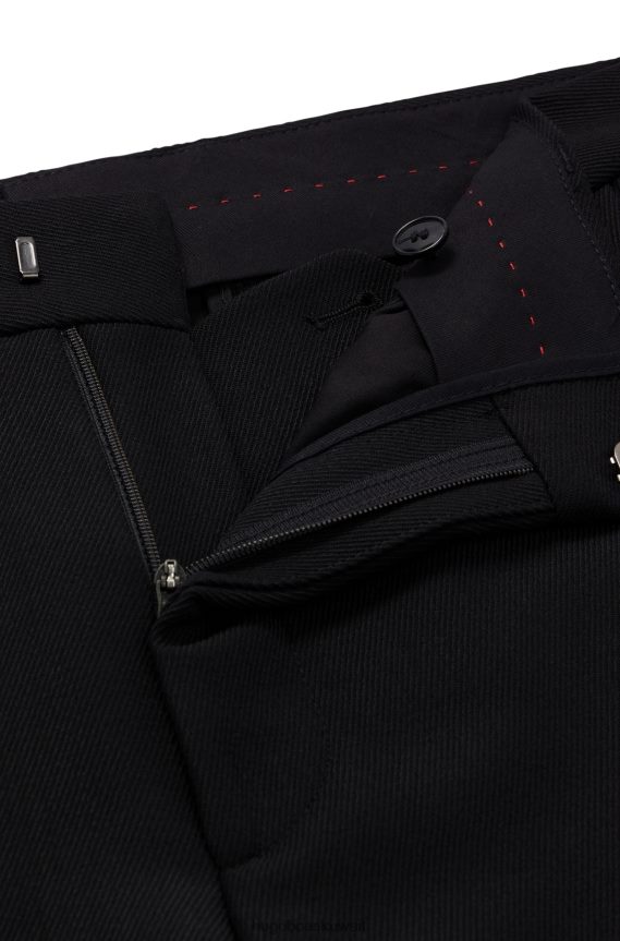 4TFNJN4365 أسود Hugo Boss بنطال Hugo أسود بقصة ضيقة مصنوع من مزيج الصوف المطاطي عالي الأداء