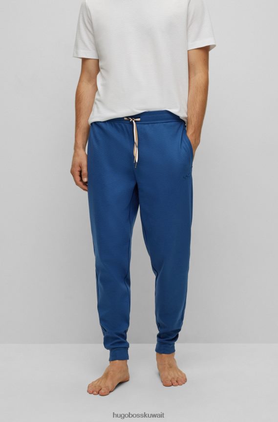 4TFNJN4368 أزرق Hugo Boss سروال رياضي أزرق من القطن المتشابك مع شعار هوغو مطرز