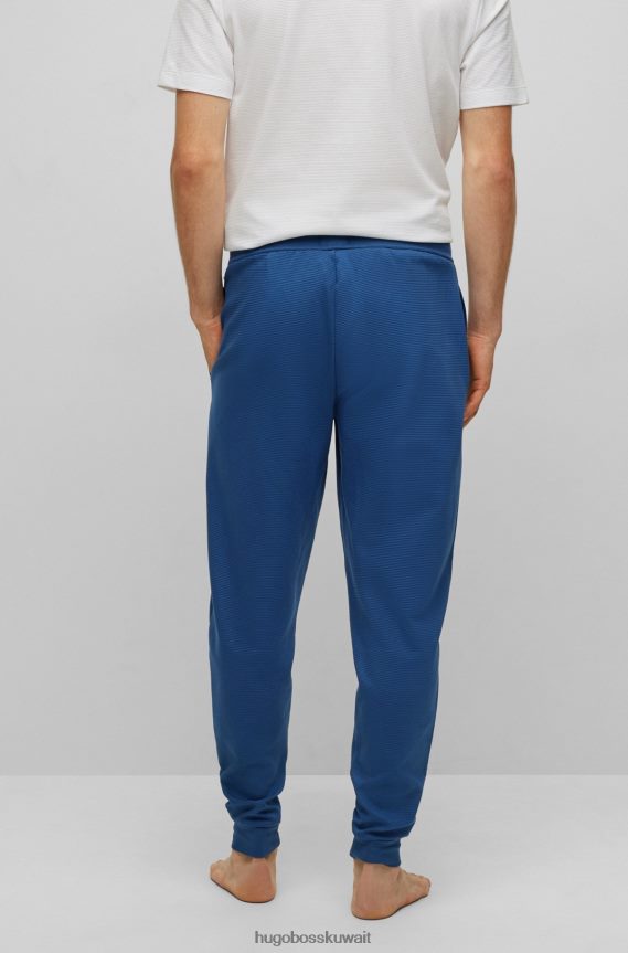 4TFNJN4368 أزرق Hugo Boss سروال رياضي أزرق من القطن المتشابك مع شعار هوغو مطرز
