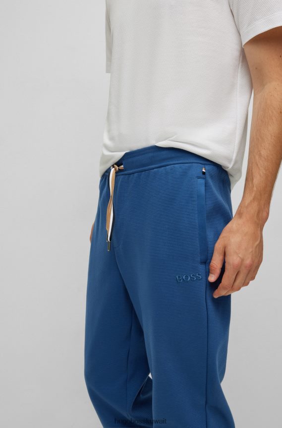 4TFNJN4368 أزرق Hugo Boss سروال رياضي أزرق من القطن المتشابك مع شعار هوغو مطرز
