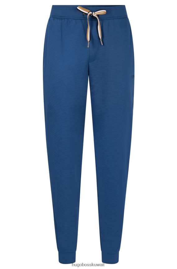 4TFNJN4368 أزرق Hugo Boss سروال رياضي أزرق من القطن المتشابك مع شعار هوغو مطرز
