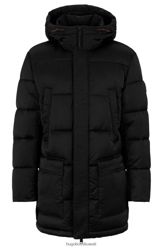 4TFNJN4369 أسود Hugo Boss سترة باركا مبطنة باللون الأسود الساتان المقاوم للماء