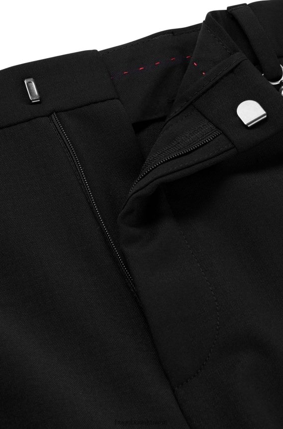 4TFNJN4382 أسود Hugo Boss بنطلون أسود من مزيج الصوف بقصة ضيقة للغاية مع تفاصيل سلسلة هوغو
