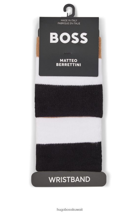 4TFNJN4385 منقوشة Hugo Boss سوار معصم مخطط x Matteo Berrettini من مزيج القطن المطاطي