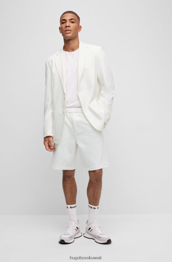 4TFNJN4387 أبيض Hugo Boss سترة x Matteo Berrettini بصدر واحد من القماش المطاطي مع طية صدر عكسية