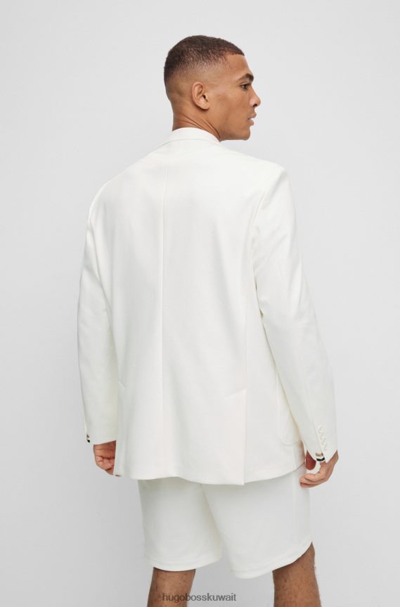 4TFNJN4387 أبيض Hugo Boss سترة x Matteo Berrettini بصدر واحد من القماش المطاطي مع طية صدر عكسية