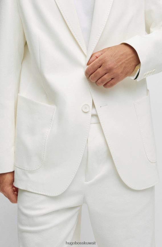 4TFNJN4387 أبيض Hugo Boss سترة x Matteo Berrettini بصدر واحد من القماش المطاطي مع طية صدر عكسية