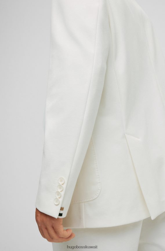 4TFNJN4387 أبيض Hugo Boss سترة x Matteo Berrettini بصدر واحد من القماش المطاطي مع طية صدر عكسية