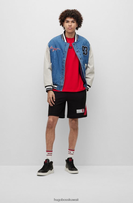 4TFNJN4389 أحمر Hugo Boss تي شيرت بدون أكمام من قطن الجيرسيه مع شعار هوغو باللون الأحمر