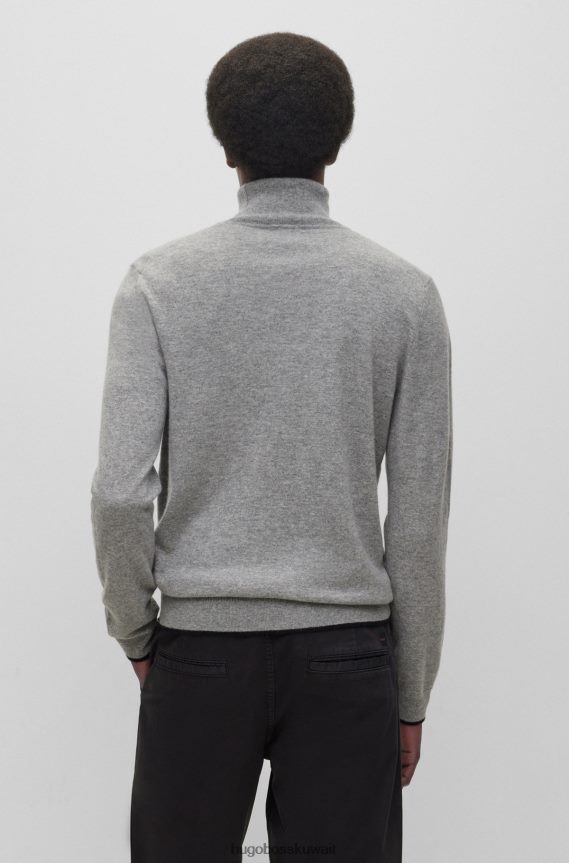 4TFNJN4393 رمادي Hugo Boss سترة Hugo باللون الرمادي العادي من الكشمير الإيطالي المسؤول