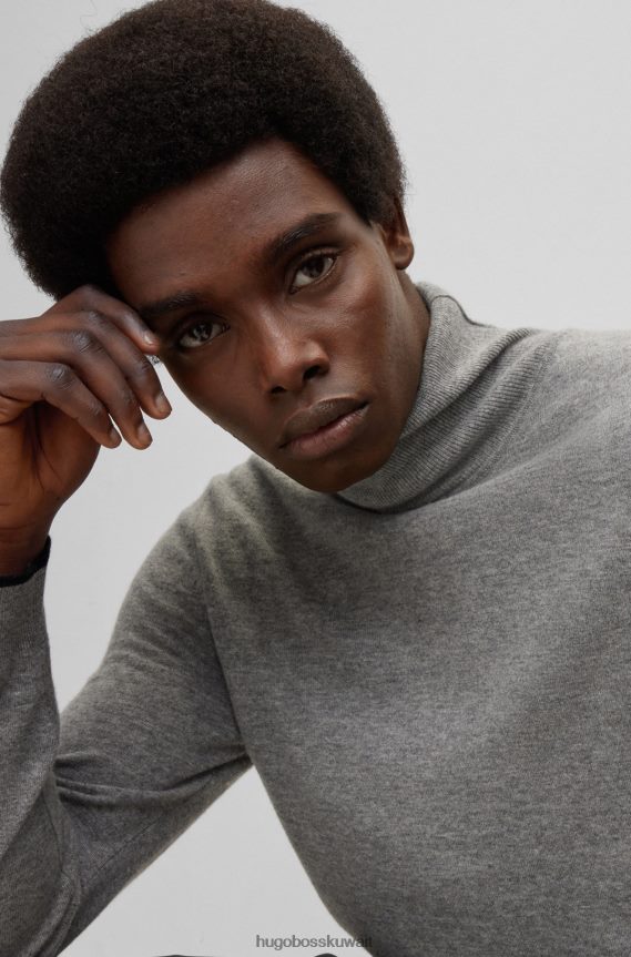 4TFNJN4393 رمادي Hugo Boss سترة Hugo باللون الرمادي العادي من الكشمير الإيطالي المسؤول