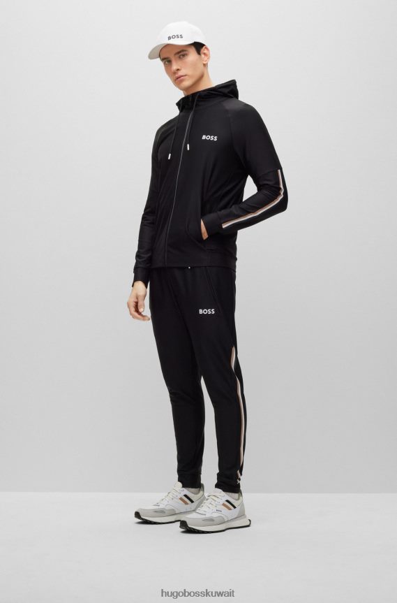 4TFNJN4410 أسود Hugo Boss سروال رياضي بشعار Hugo x Matteo Berrettini مع خطوط مميزة وحواشٍ بأساور