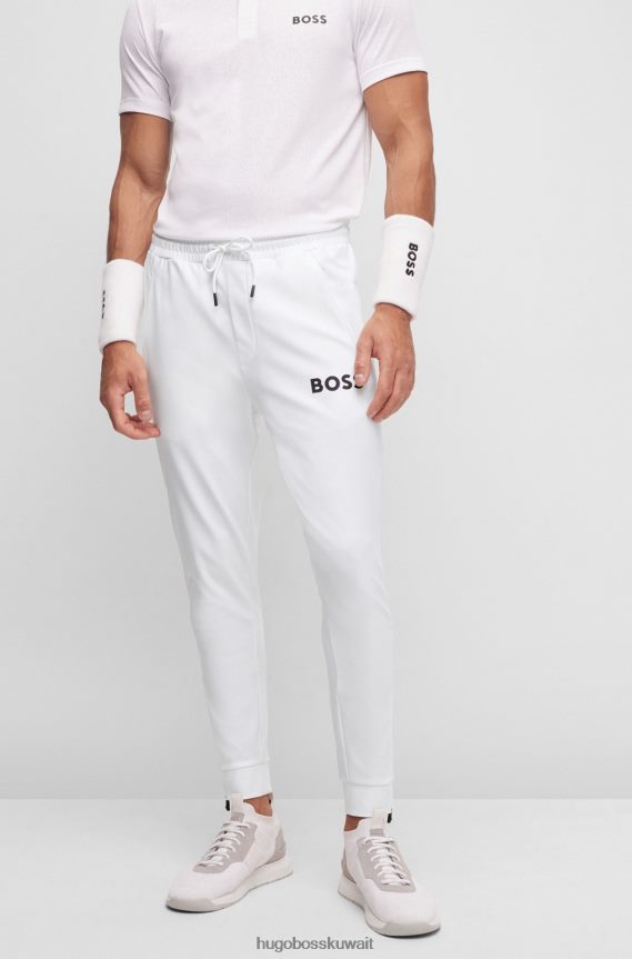 4TFNJN4411 أبيض Hugo Boss سروال رياضي بشعار x Matteo Berrettini مع خطوط مميزة وحواشٍ بأساور