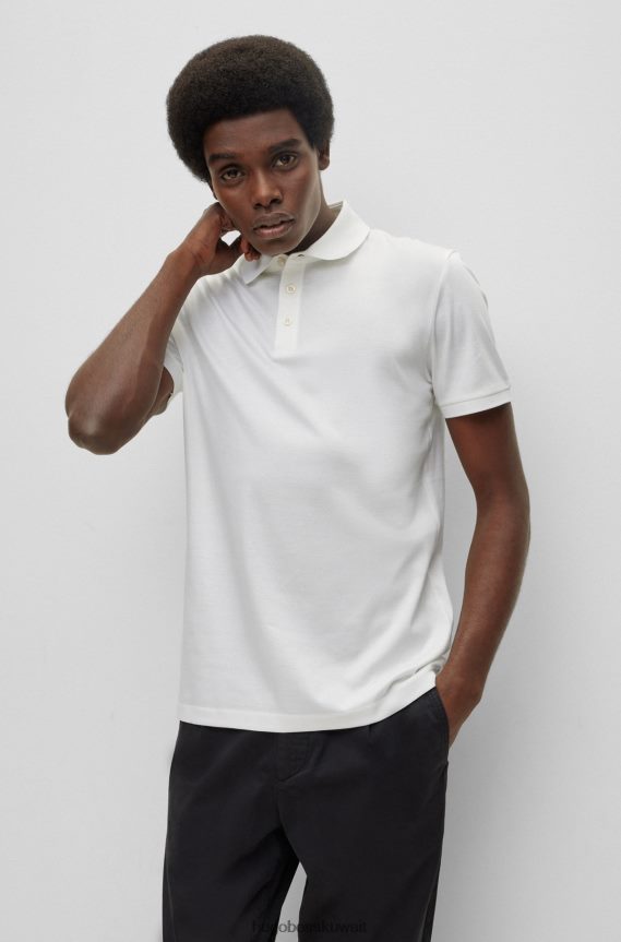4TFNJN4413 أبيض Hugo Boss قميص بولو أبيض من Hugo مصنوع من القطن العضوي المرسيريسيد