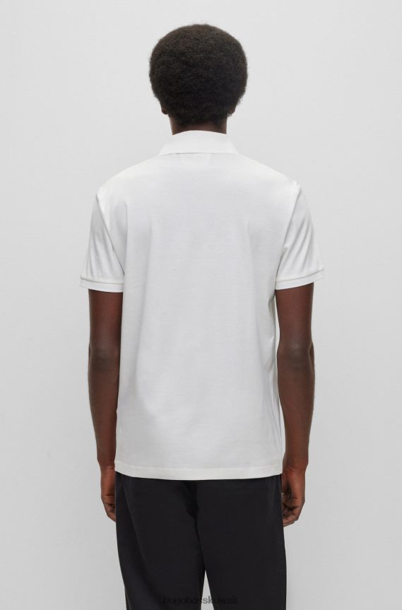 4TFNJN4413 أبيض Hugo Boss قميص بولو أبيض من Hugo مصنوع من القطن العضوي المرسيريسيد