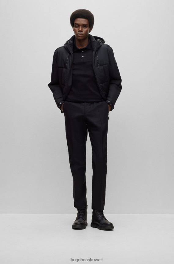 4TFNJN4414 أسود Hugo Boss قميص بولو Hugo ذو المقاس العادي من القطن العضوي المرسيري باللون الأسود