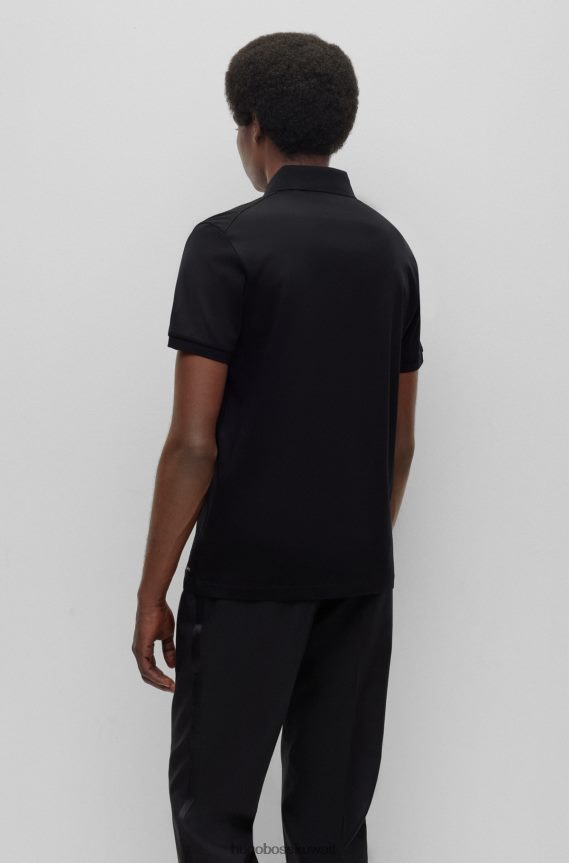 4TFNJN4414 أسود Hugo Boss قميص بولو Hugo ذو المقاس العادي من القطن العضوي المرسيري باللون الأسود