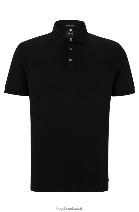 4TFNJN4414 أسود Hugo Boss قميص بولو Hugo ذو المقاس العادي من القطن العضوي المرسيري باللون الأسود