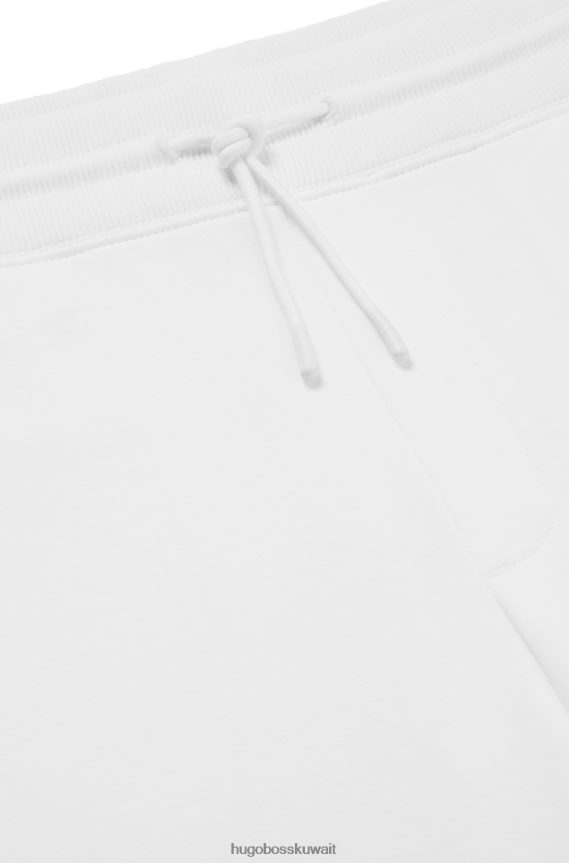 4TFNJN4428 أبيض Hugo Boss قيعان بدلة رياضية بأساور من تيري الفرنسي مع شعار مكتوب بخط اليد باللون الأبيض هوغو