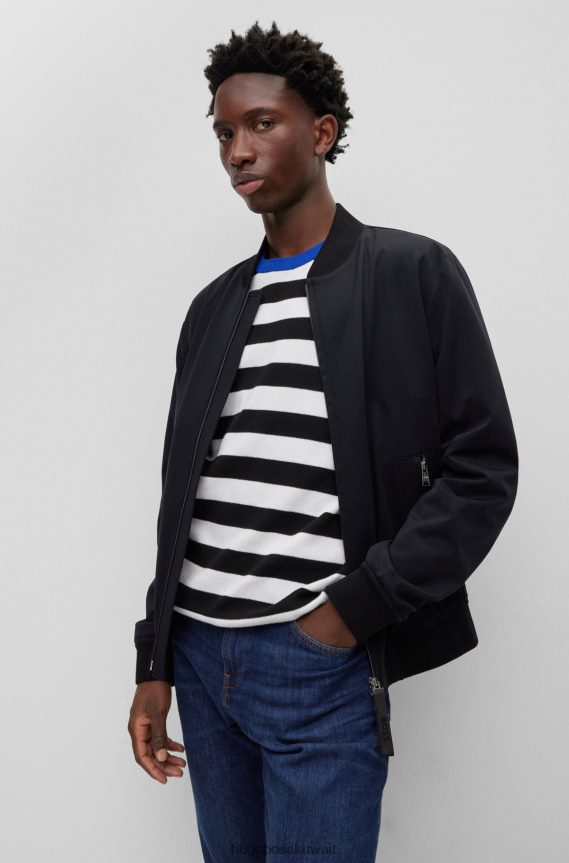 4TFNJN4441 أسود Hugo Boss سترة سوداء ضيقة من هوغو جيرسي عالي الأداء