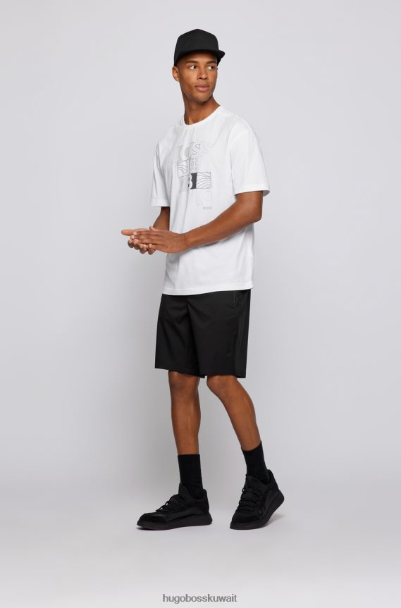 4TFNJN4445 أسود Hugo Boss شورت Hugo أسود متعدد الوظائف بقصة عادية مصنوع من قماش مُعاد تدويره