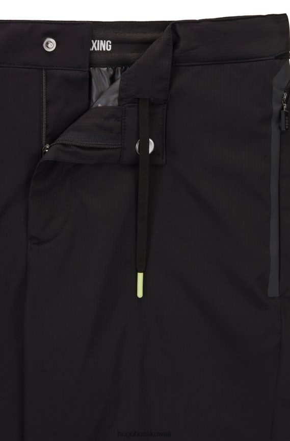 4TFNJN4445 أسود Hugo Boss شورت Hugo أسود متعدد الوظائف بقصة عادية مصنوع من قماش مُعاد تدويره