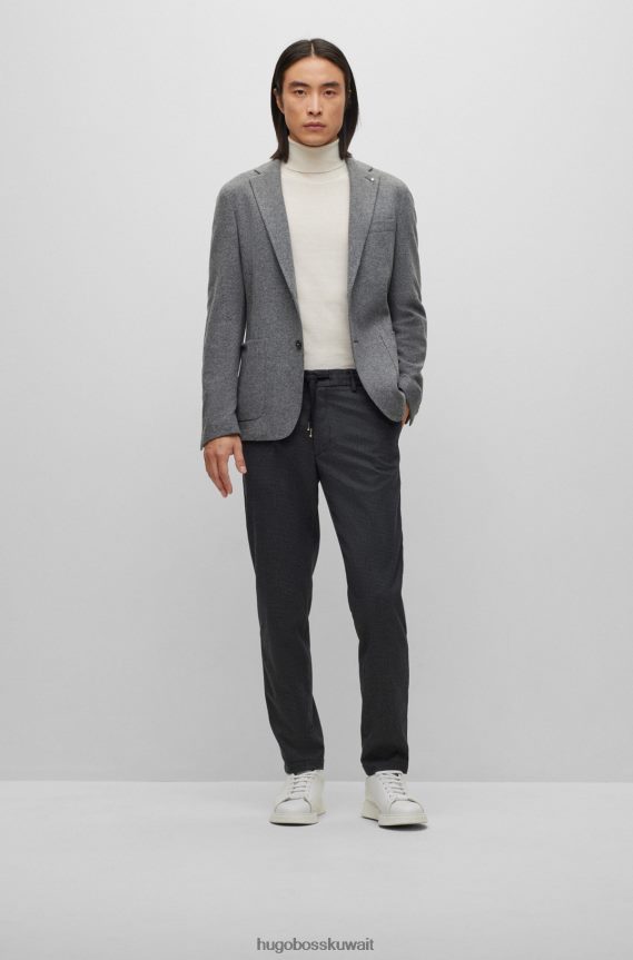 4TFNJN4450 رمادي Hugo Boss سترة Hugo باللون الرمادي بقصة ضيقة من مزيج الصوف بأنماط دقيقة