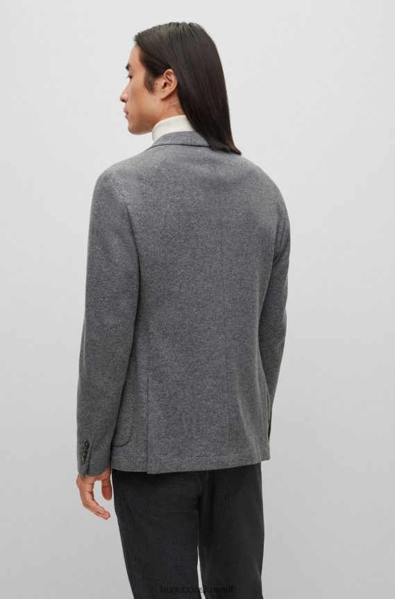 4TFNJN4450 رمادي Hugo Boss سترة Hugo باللون الرمادي بقصة ضيقة من مزيج الصوف بأنماط دقيقة