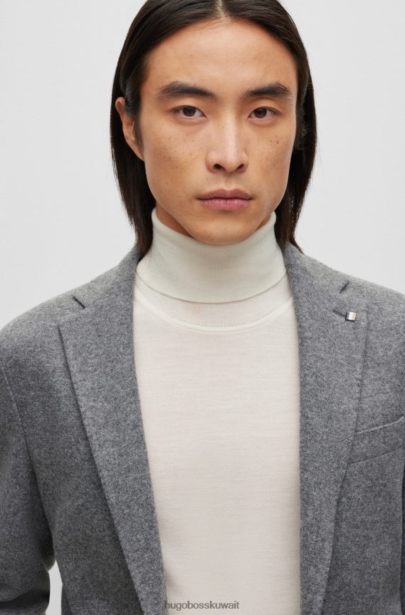 4TFNJN4450 رمادي Hugo Boss سترة Hugo باللون الرمادي بقصة ضيقة من مزيج الصوف بأنماط دقيقة