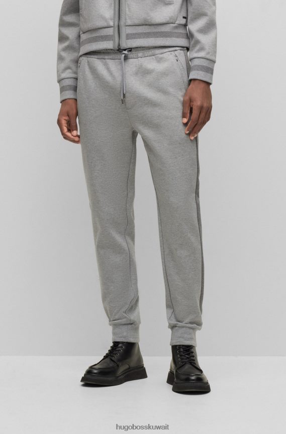 4TFNJN4451 فضة Hugo Boss بدلة رياضية من مزيج القطن باللون الفضي مع خطوط جانبية من Hugo