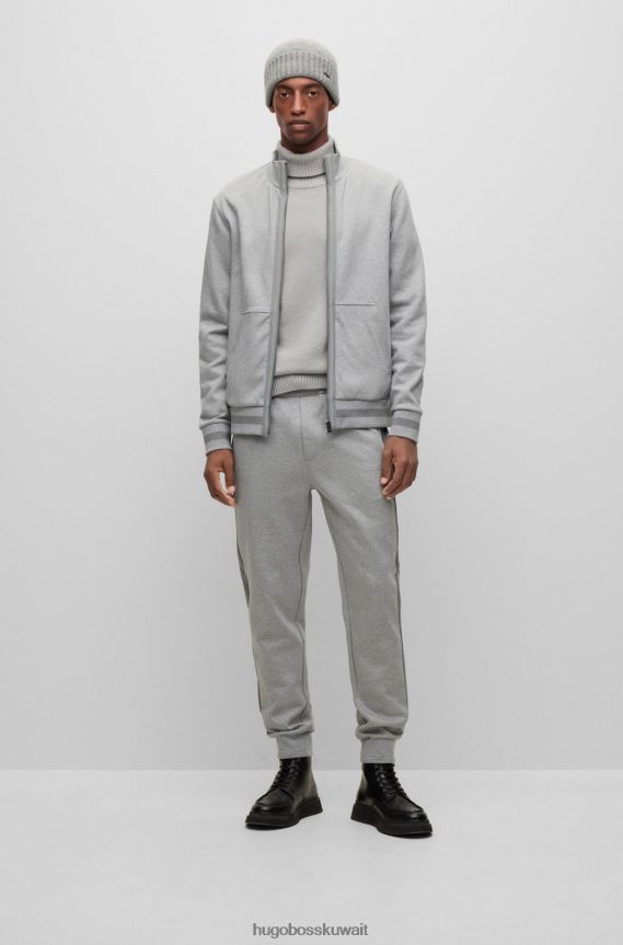 4TFNJN4451 فضة Hugo Boss بدلة رياضية من مزيج القطن باللون الفضي مع خطوط جانبية من Hugo