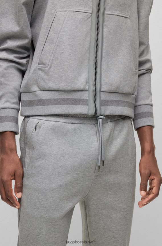 4TFNJN4451 فضة Hugo Boss بدلة رياضية من مزيج القطن باللون الفضي مع خطوط جانبية من Hugo