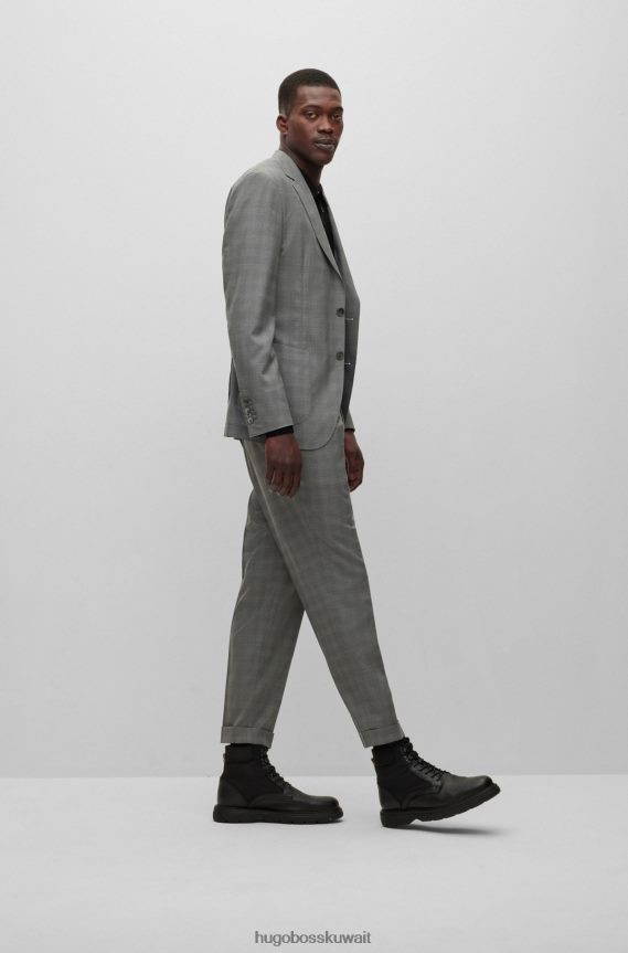4TFNJN4454 رمادي Hugo Boss بدلة رمادية ضيقة في هوغو من مزيج الصوف المربع