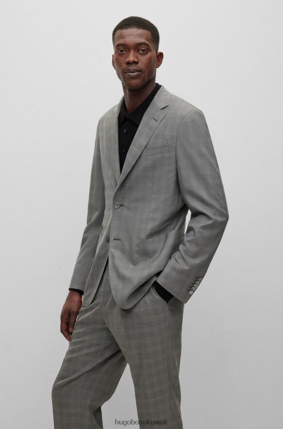 4TFNJN4454 رمادي Hugo Boss بدلة رمادية ضيقة في هوغو من مزيج الصوف المربع