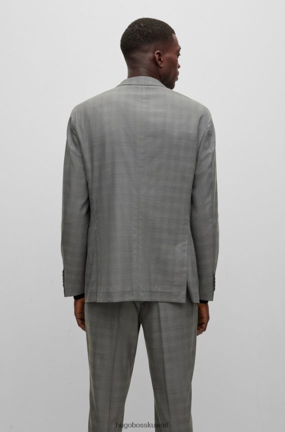 4TFNJN4454 رمادي Hugo Boss بدلة رمادية ضيقة في هوغو من مزيج الصوف المربع