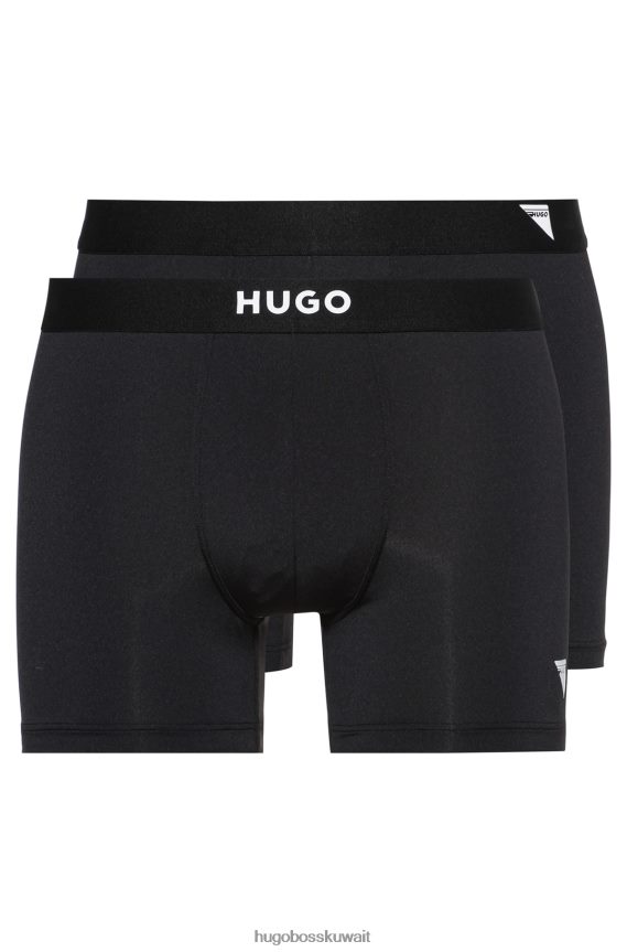 4TFNJN4455 أسود Hugo Boss حزمة من قطعتين من الملابس الداخلية للملاكم مع تفاصيل الشعار باللون الأسود